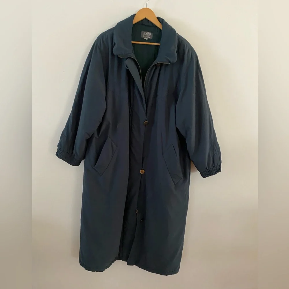 SOLD ELSEWHERE - 80s/90s Dark Teal Long Puffer Jacket - M-XL - Picture 1 of 5